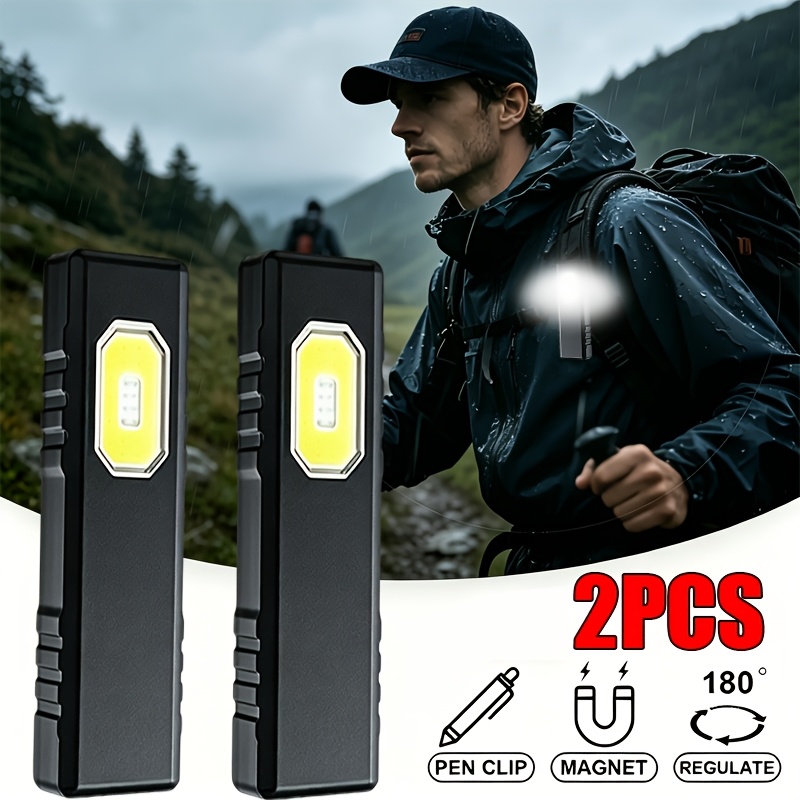 Outdoor Lighting Usb - 2-Pack Portable Magnetic Flashlights, 5 Lighting